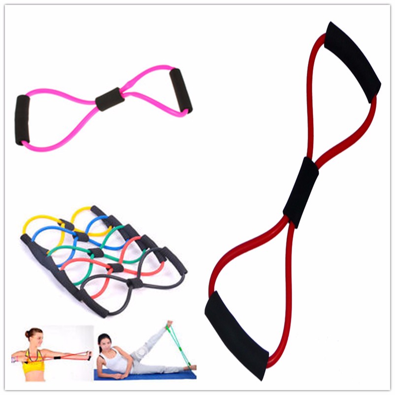 41cm 8 SHAPED Pilates Yoga Resistance Bands Training Workout Exercise Elastic Tube Muscle Body Building Fitness Equipment Tool (4)